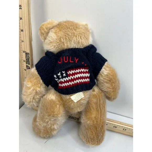 July Patriotic Teddy Bear Plush Toy With American Flag Sweater Stuffed Bear - Picture 1 of 3